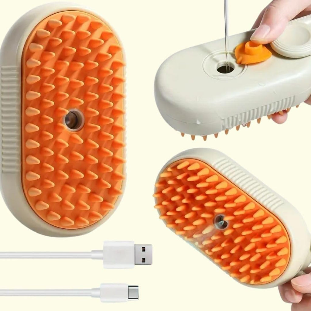 3-in-1 Cat & Dog Grooming Mist Steam Brush , Electric Pet Shedding Comb with Spray