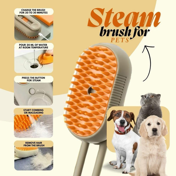 3-in-1 Cat & Dog Grooming Mist Steam Brush , Electric Pet Shedding Comb with Spray