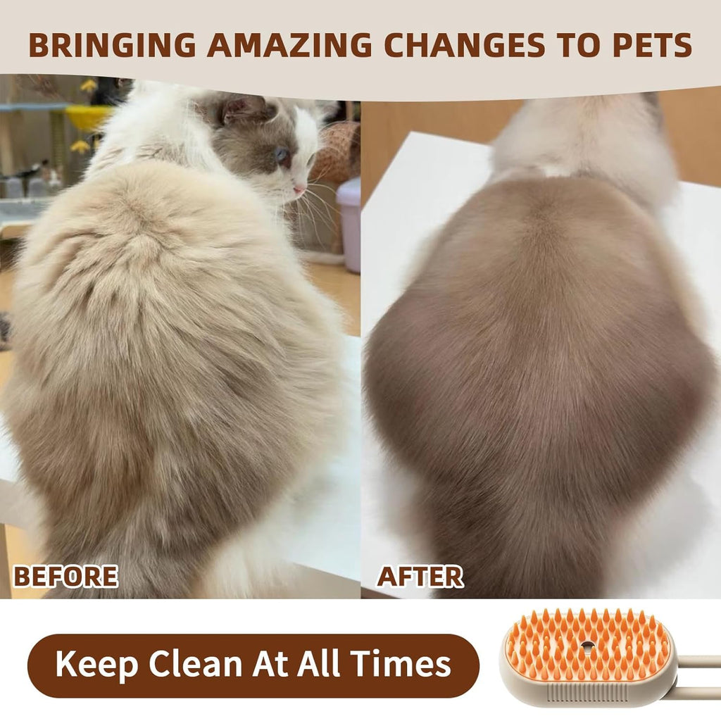 3-in-1 Cat & Dog Grooming Mist Steam Brush , Electric Pet Shedding Comb with Spray