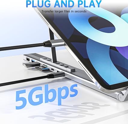 Laptop Stand with Docking Station, 8 in 1 USB C Hub HDMI Portable Laptop Stand